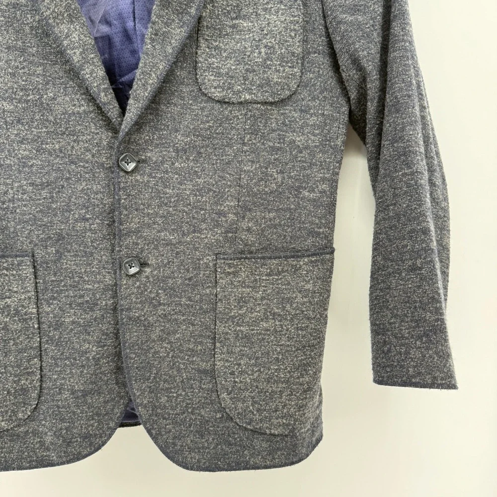 1 Like No Other Knit Blazer S/38 Gray Marled Two-Button Patch Pocket Cotton Wool